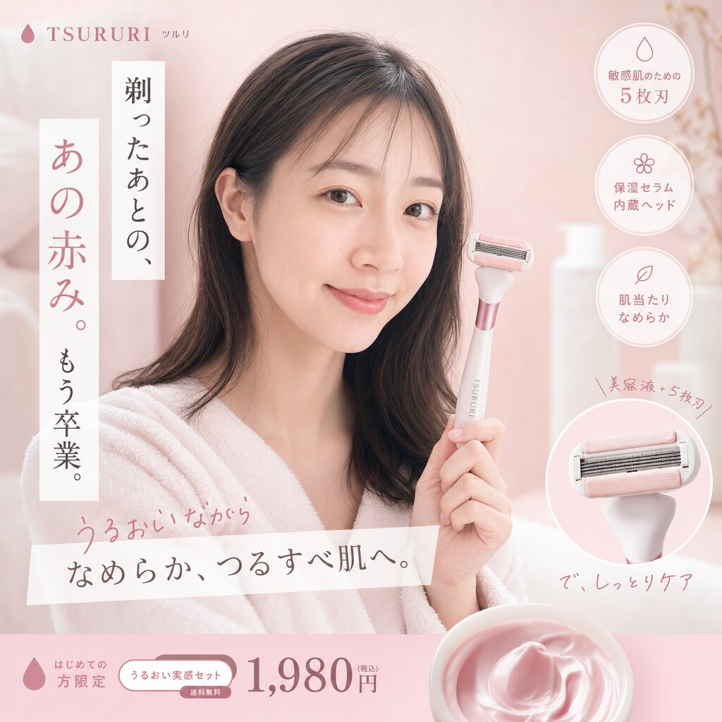 UGC風の正方形広告バナー(スキンケア)